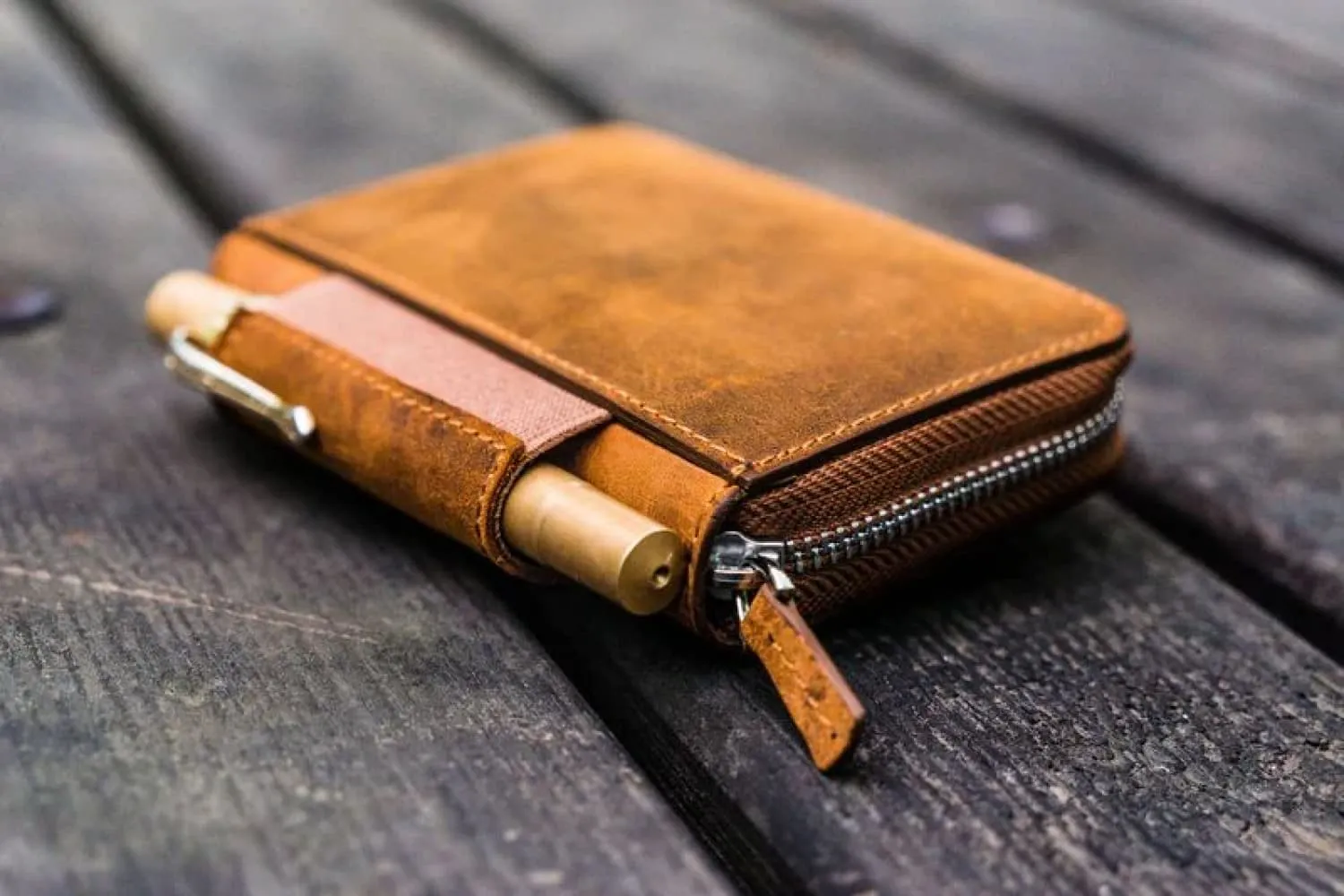 Galen Leather EDC Wallet in Crazy Horse Brown