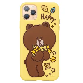 GARMMA Line Friends Flowery Day Silky Soft-touch Liquid Silicone Case Cover