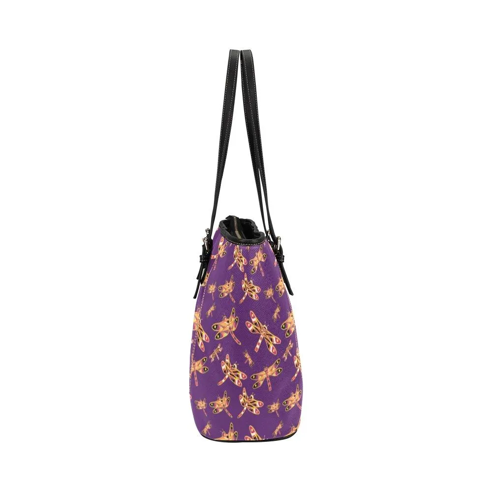 Gathering Yellow Purple Leather Tote Bag/Large