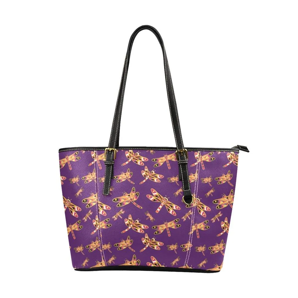 Gathering Yellow Purple Leather Tote Bag/Large