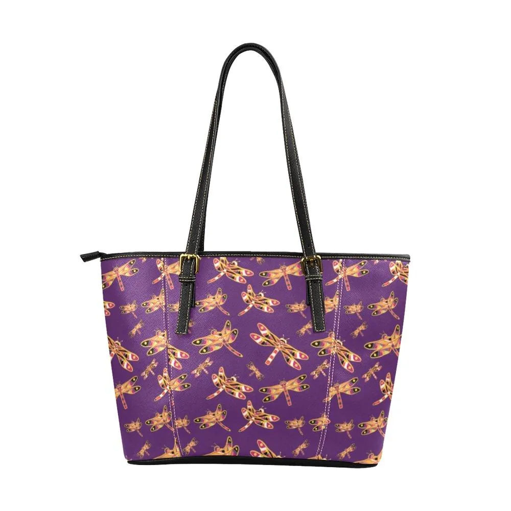 Gathering Yellow Purple Leather Tote Bag/Large