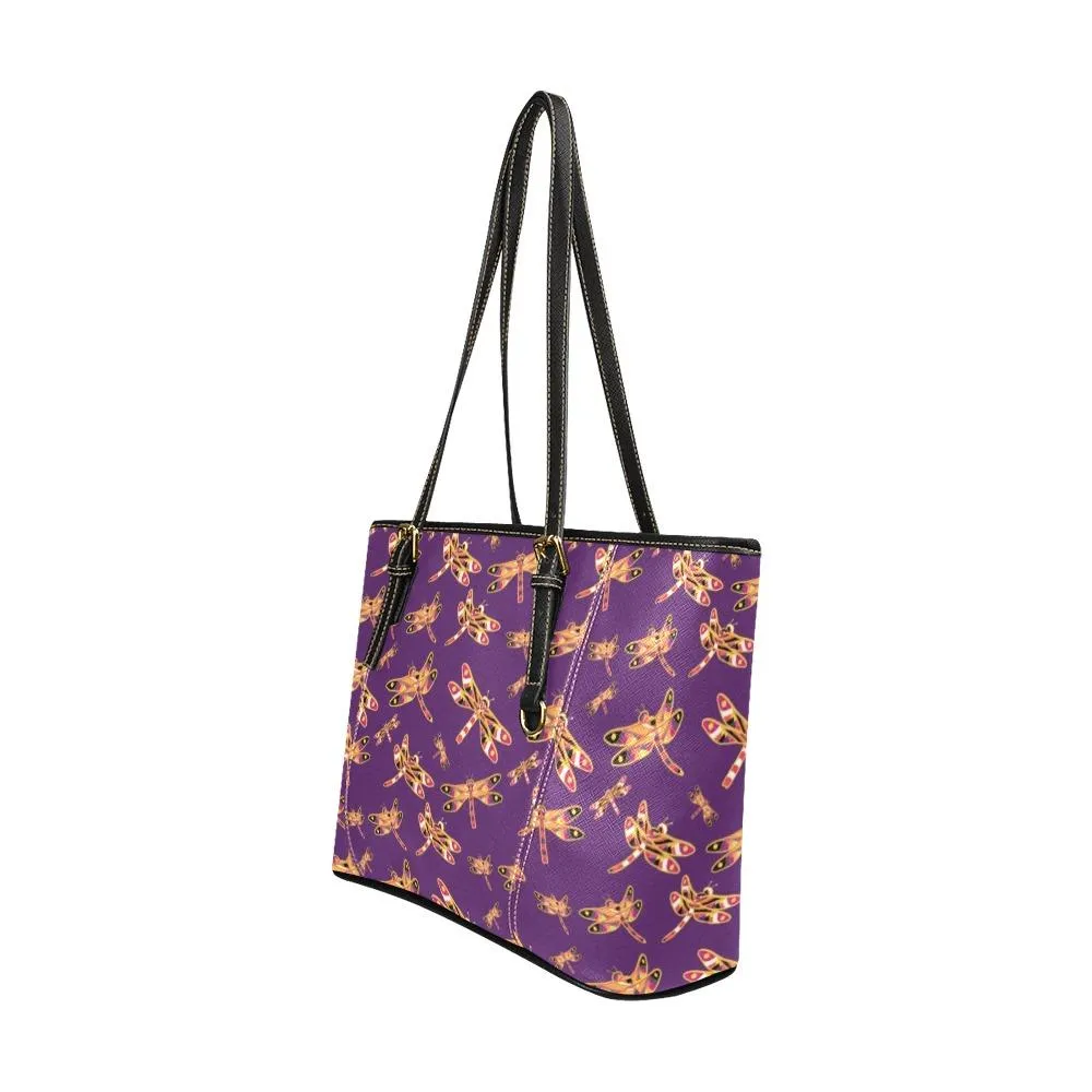 Gathering Yellow Purple Leather Tote Bag/Large