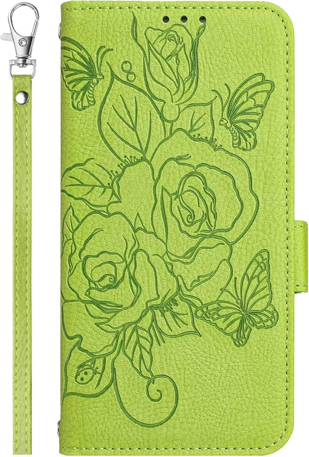 Google Pixel 9 Pro Roses Pattern PU Leather Flip Case Closure Wallet Case - Green