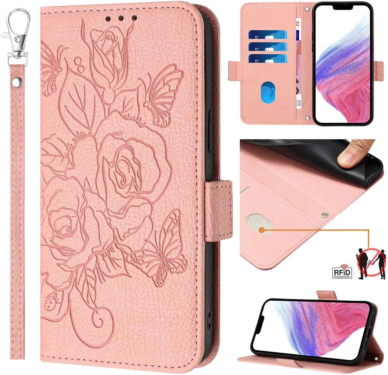 Google Pixel 9 Pro Roses Pattern PU Leather Flip Case Closure Wallet Case - Green