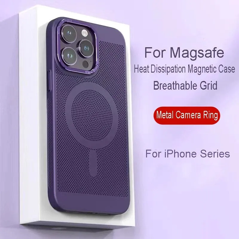 Heat Dissipation Magsafe Magnetic Phone Case Metal Lens Frame For iPhone