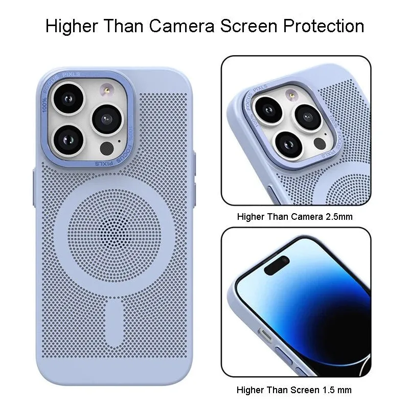 Heat Dissipation Magsafe Magnetic Phone Case Metal Lens Frame For iPhone