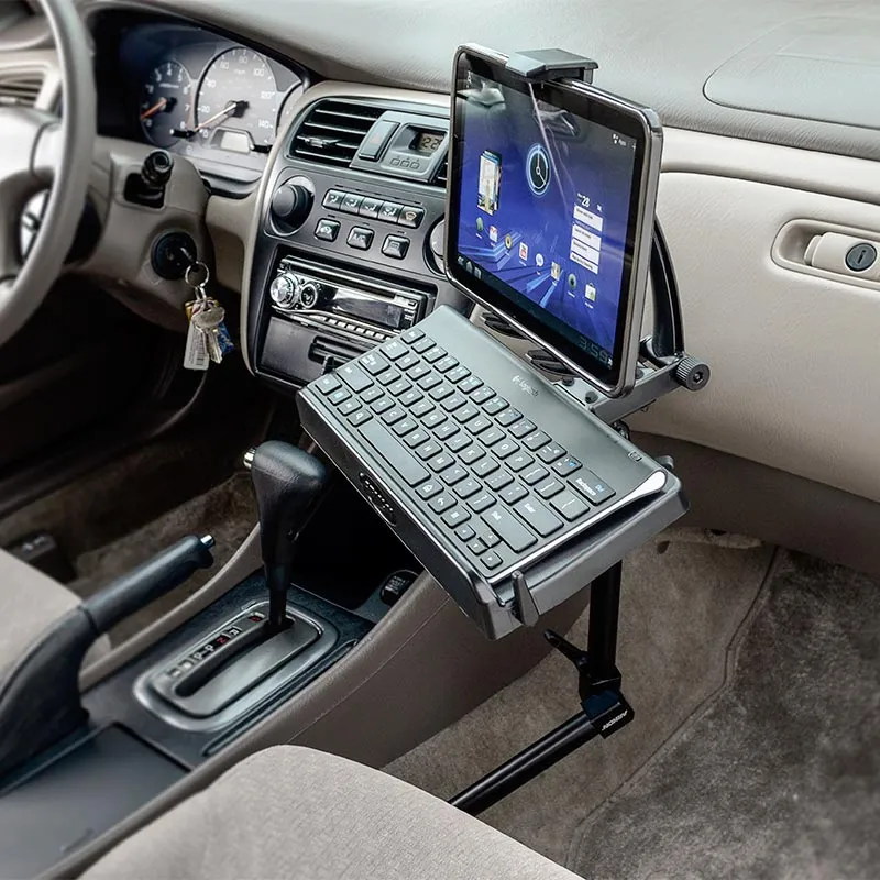 Heavy-Duty Car Seat Rail Tablet Mount with Keyboard Tray Combo