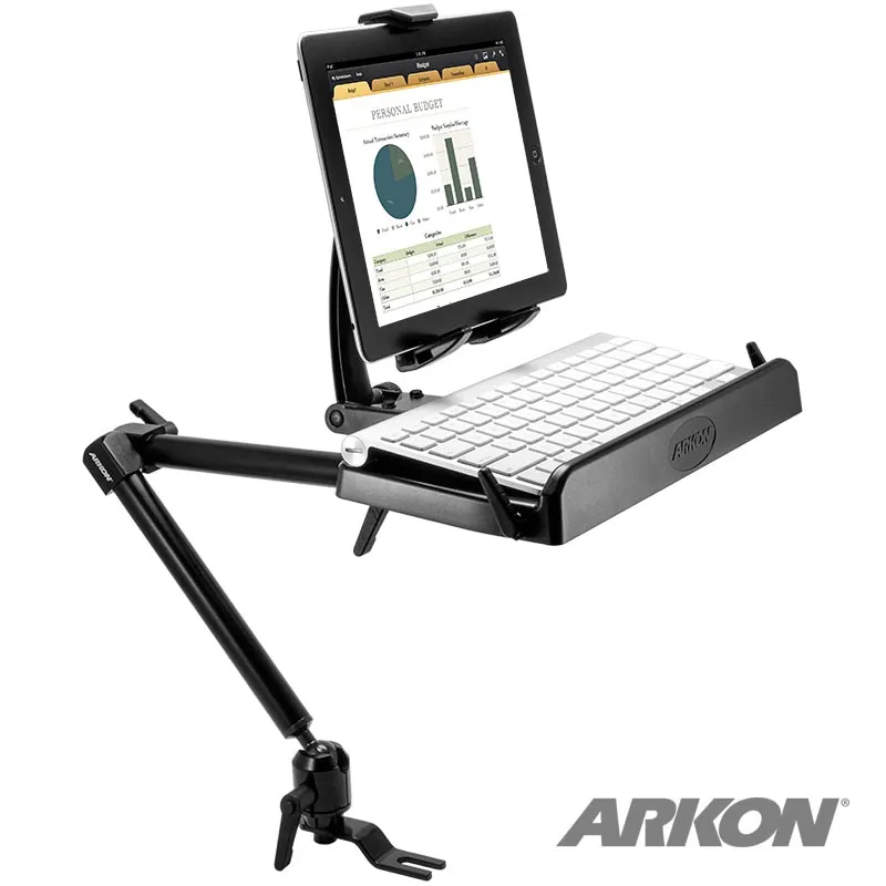 Heavy-Duty Car Seat Rail Tablet Mount with Keyboard Tray Combo