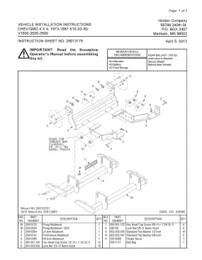 Hiniker Snowplow Mount - Quick Hitch 2 (QH2), 1973-1987 GM/Chevy K10-30 & V1500-3500, 25012867