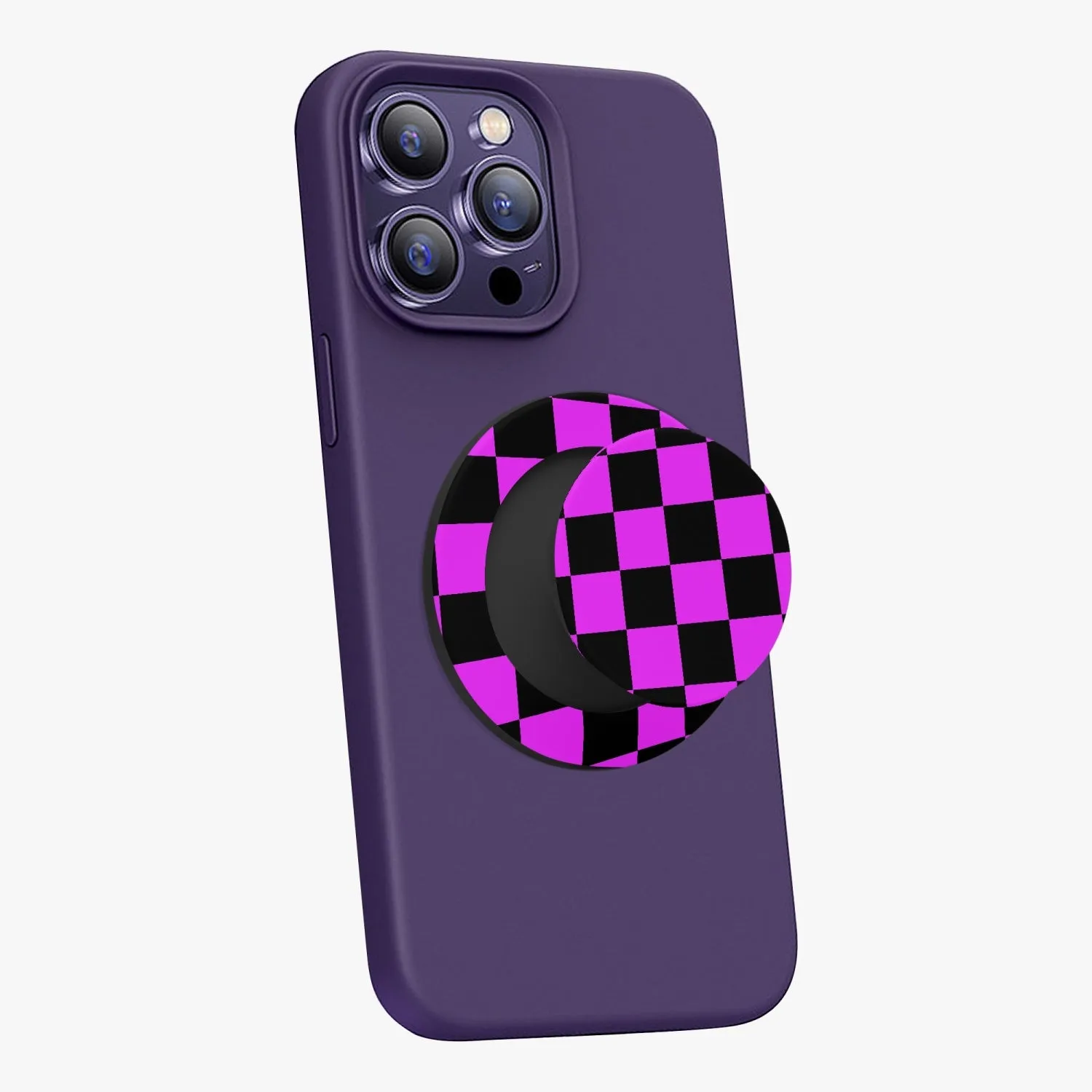 Hot Pink & Black checkered | .Magnetic Collapsible Grip And Stand