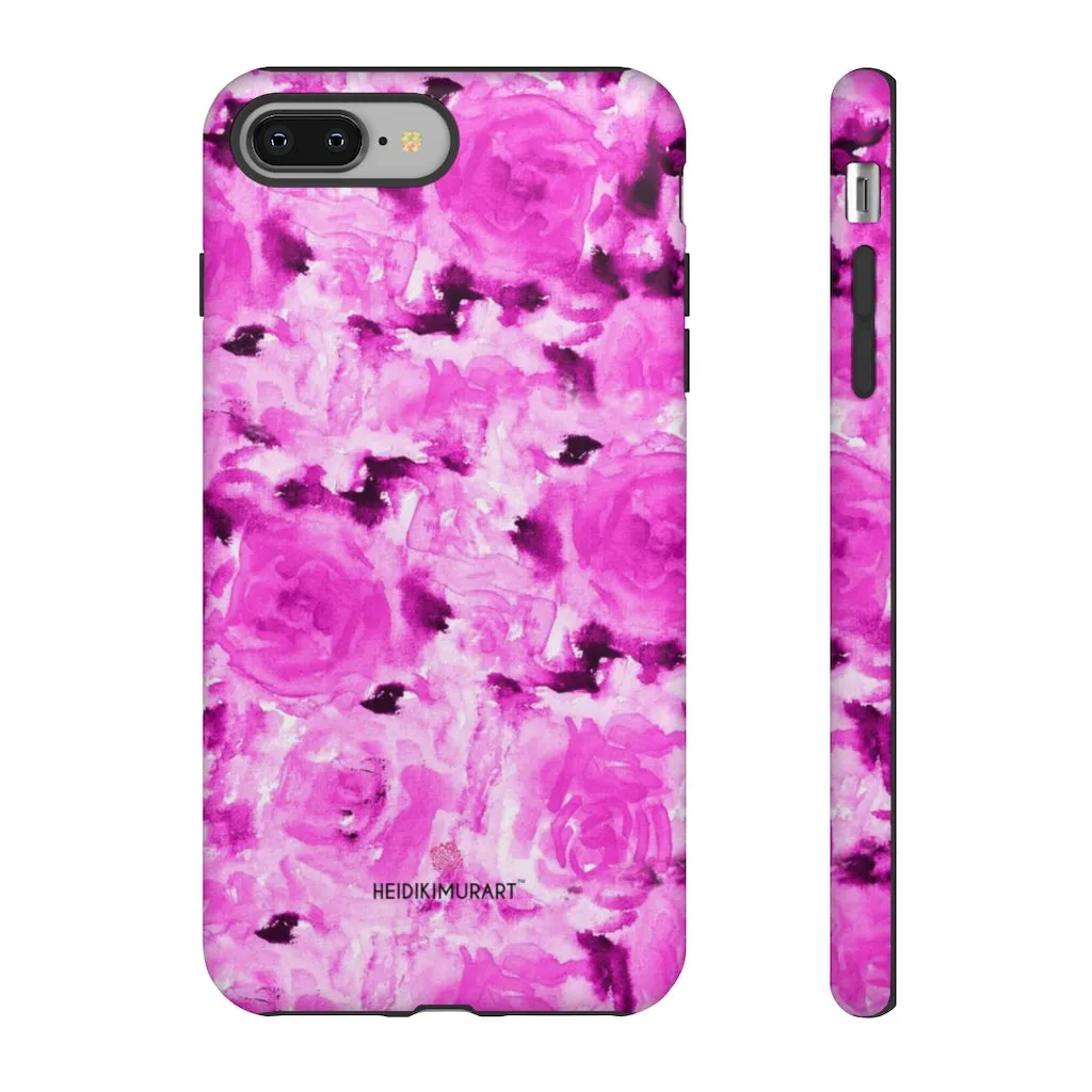 Hot Pink Floral Phone Case, Flower Print Best Designer Art iPhone Samsung Case-Made in USA