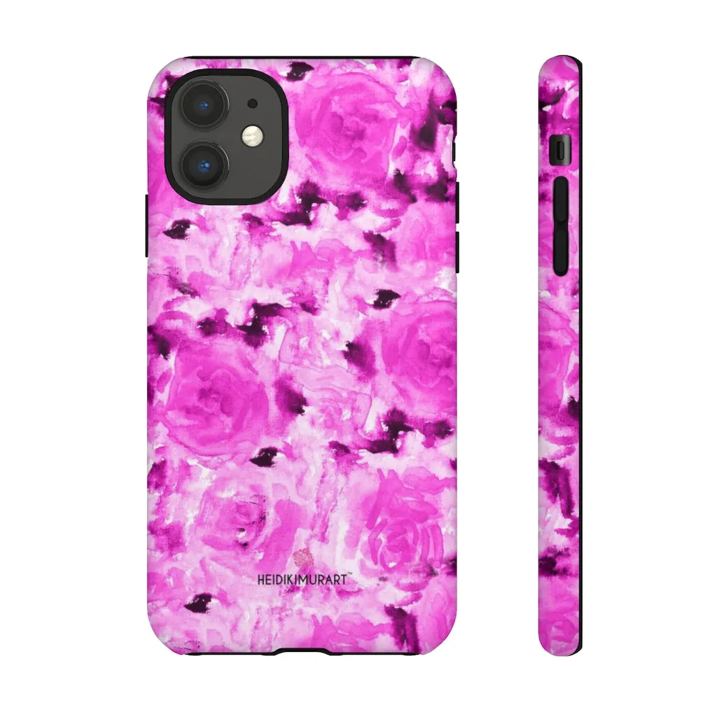 Hot Pink Floral Phone Case, Flower Print Best Designer Art iPhone Samsung Case-Made in USA