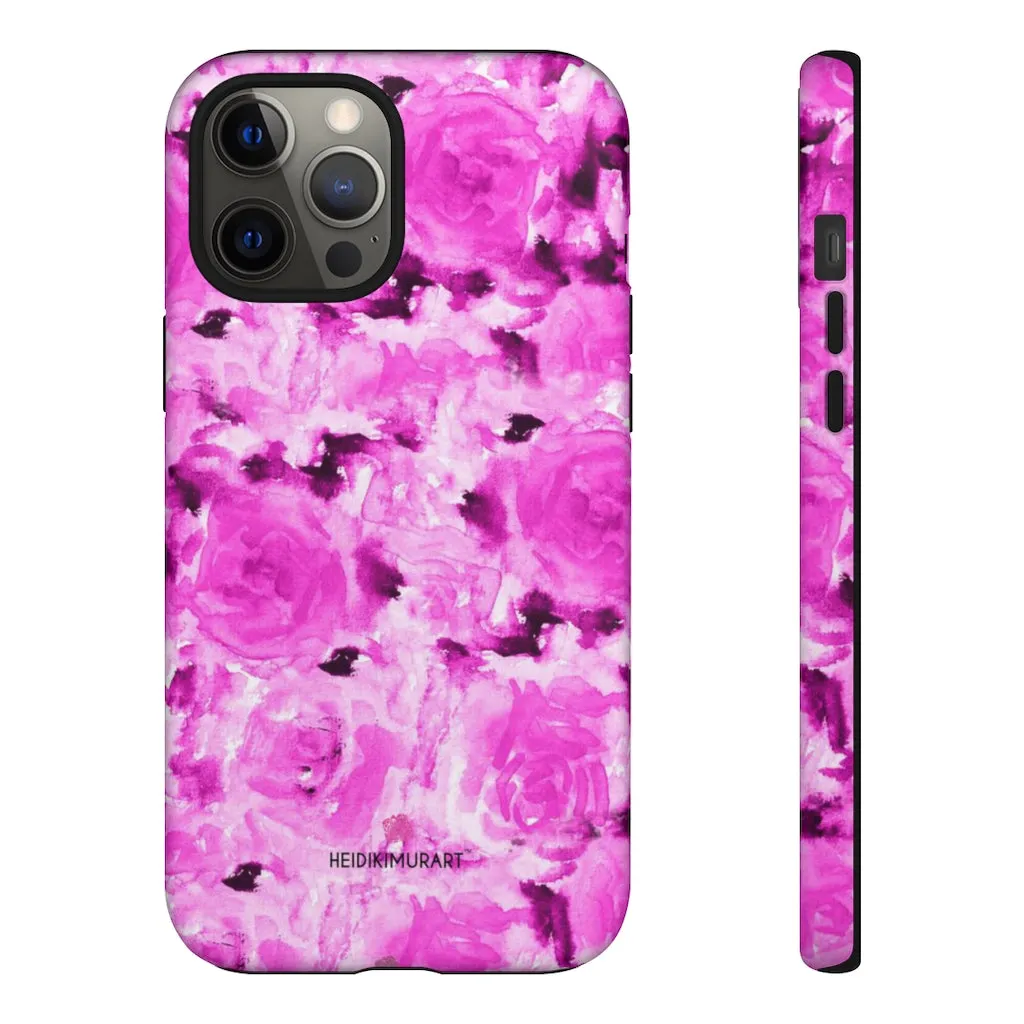 Hot Pink Floral Phone Case, Flower Print Best Designer Art iPhone Samsung Case-Made in USA