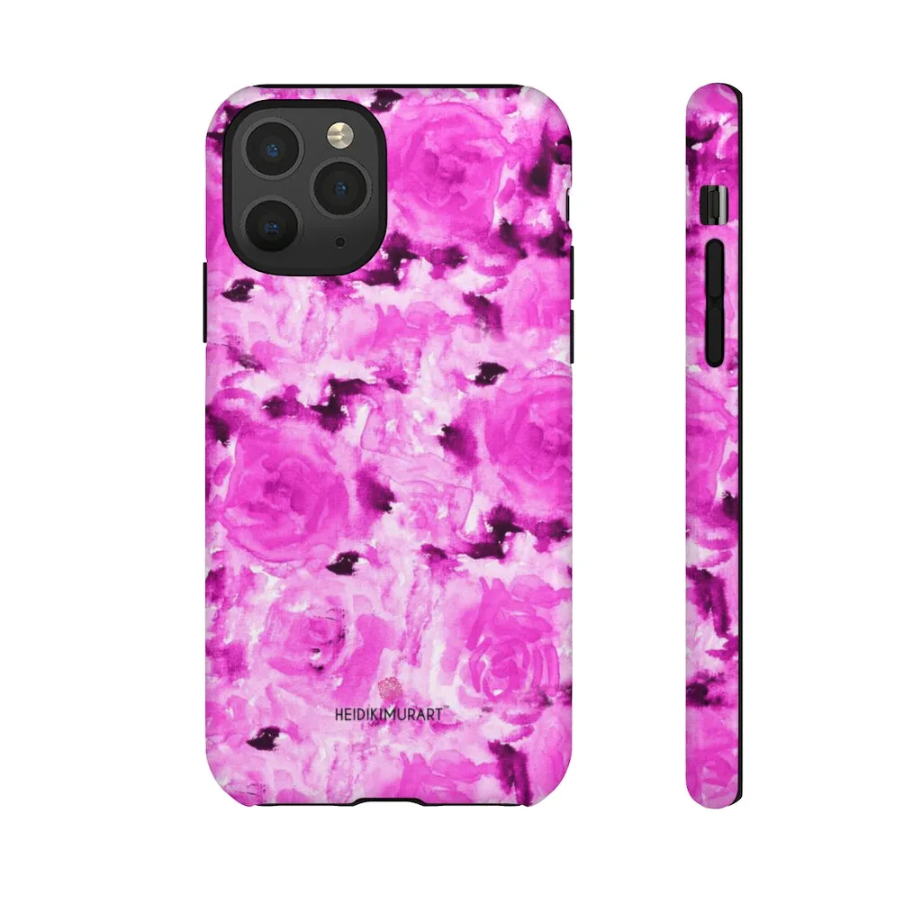 Hot Pink Floral Phone Case, Flower Print Best Designer Art iPhone Samsung Case-Made in USA