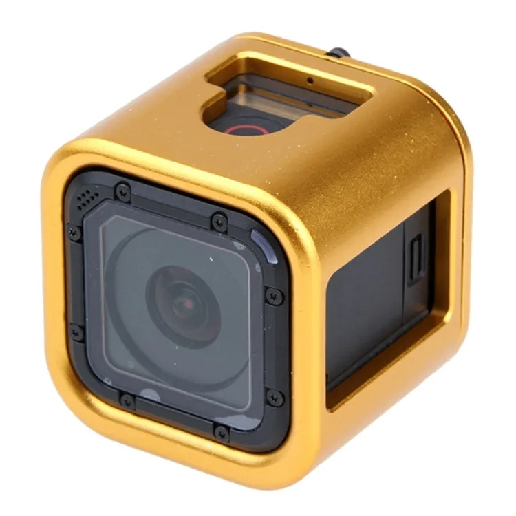 Housing Shell CNC Aluminum Alloy Protective Cage with Insurance Back Cover for GoPro HERO5 Session /HERO4 Session /HERO Session(Gold)