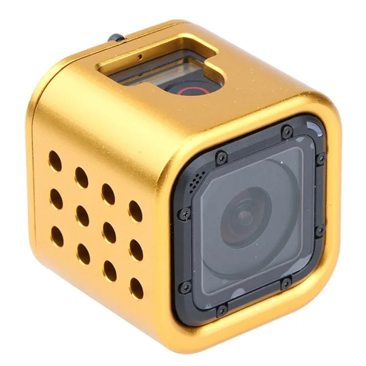 Housing Shell CNC Aluminum Alloy Protective Cage with Insurance Back Cover for GoPro HERO5 Session /HERO4 Session /HERO Session(Gold)