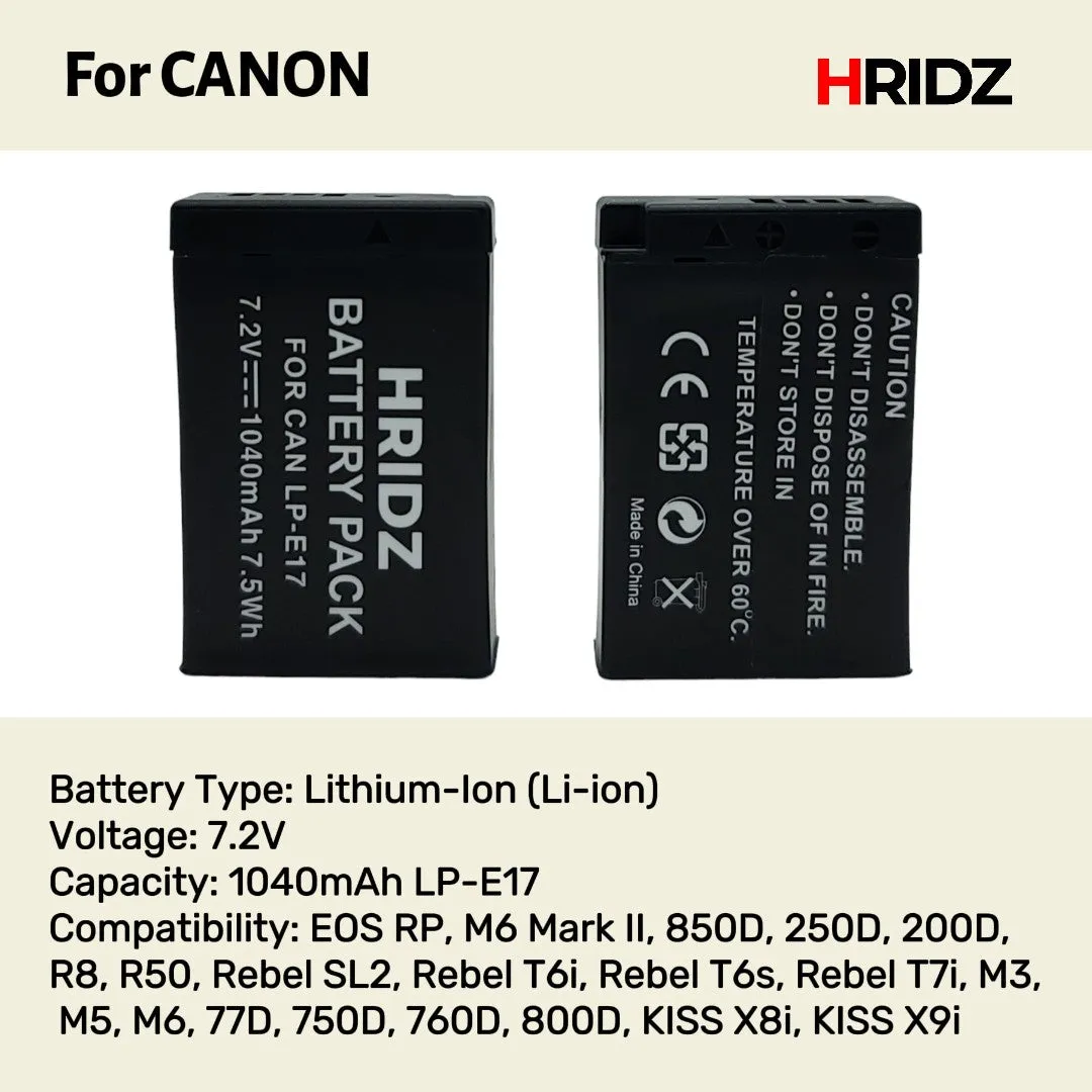 Hridz LP-E17 Battery For Canon EOS M6 200D 200D 77D 750D 760D 8000D