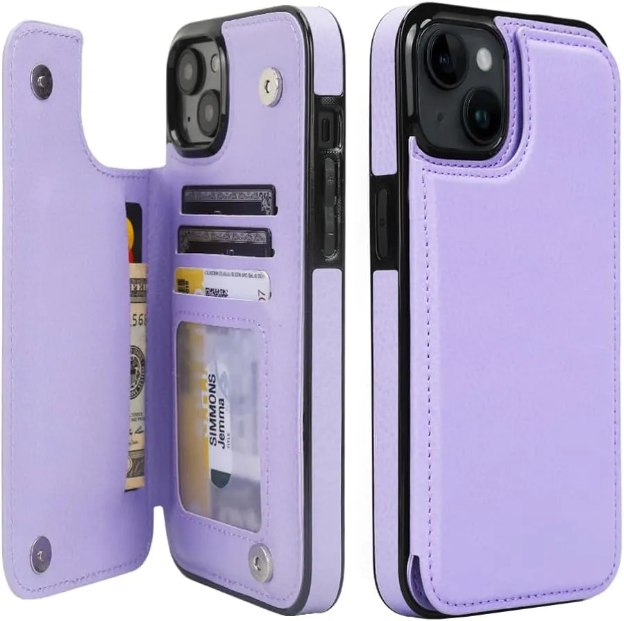 i Phone 16 Pro Max Leather Kickstand Double Magnetic Clasp RFID Blocking Design Cover 6.1 Inch