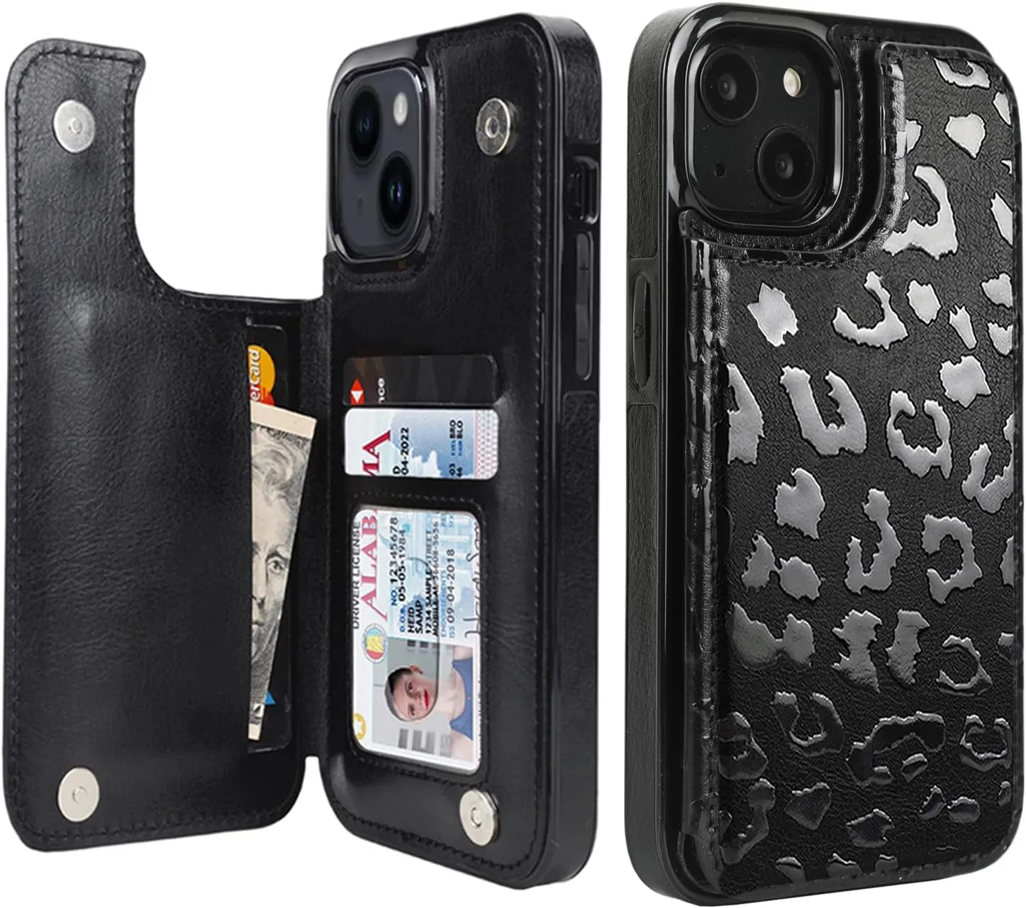 i Phone 16 Pro Max Leather Kickstand Double Magnetic Clasp RFID Blocking Design Cover 6.1 Inch