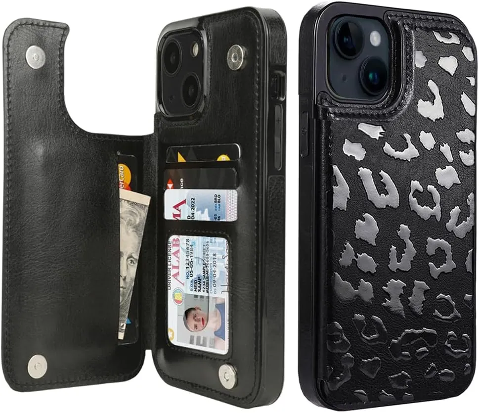 i Phone 16 Pro Max Leather Kickstand Double Magnetic Clasp RFID Blocking Design Cover 6.1 Inch