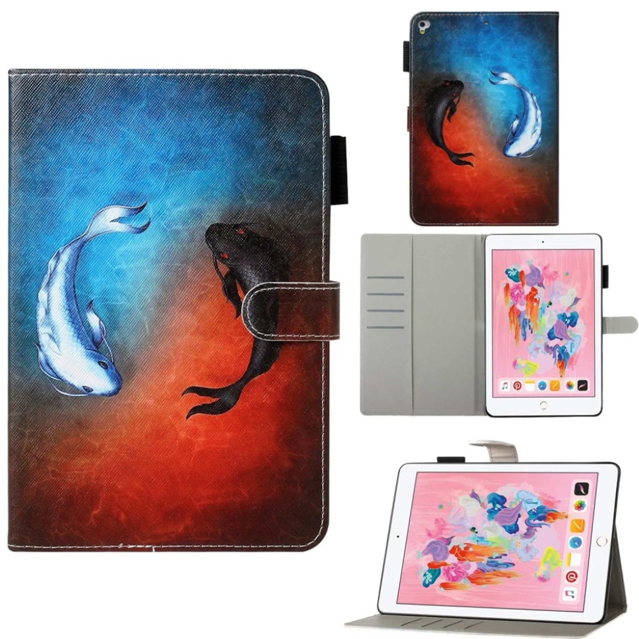 iPad (2018) / (2017) pattern leather flip case - Fish