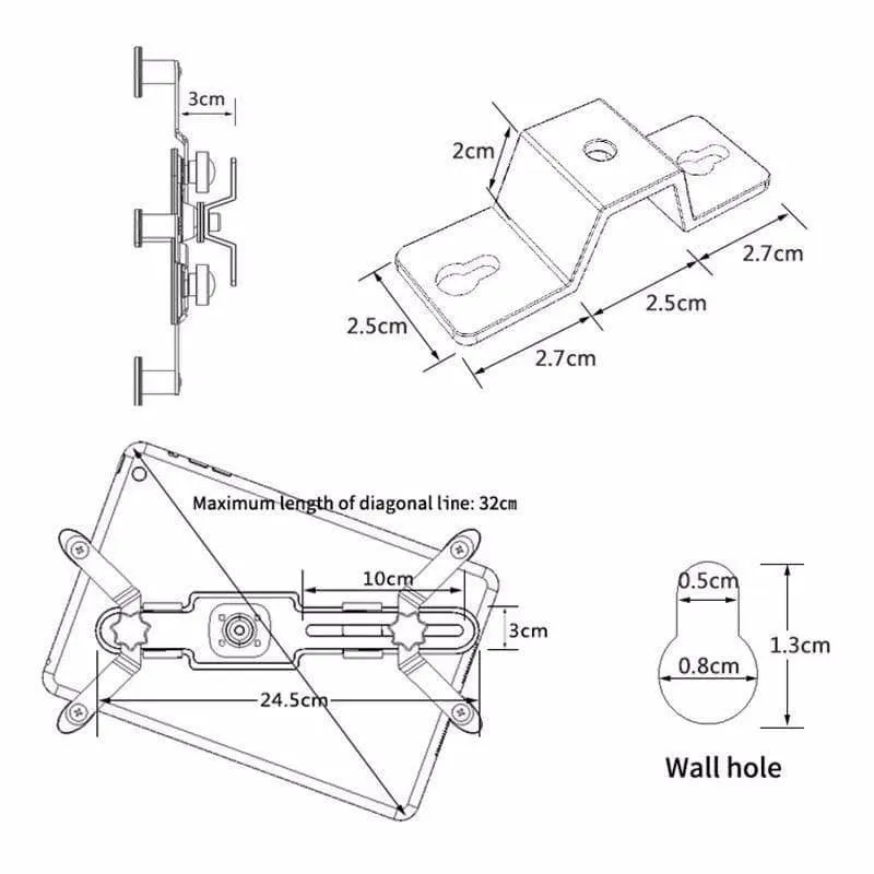 iPad Wall Mount Tablet Holder Universal 7.9-12 inch Tablet Stand 360 Rotation Bracket