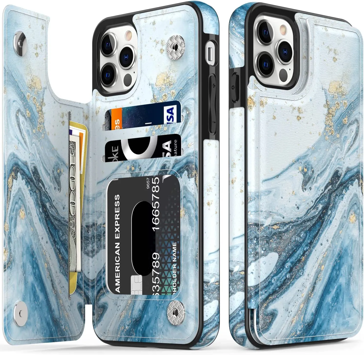 iPhone 14 Pro Max Case Flip Leather Wallet Case