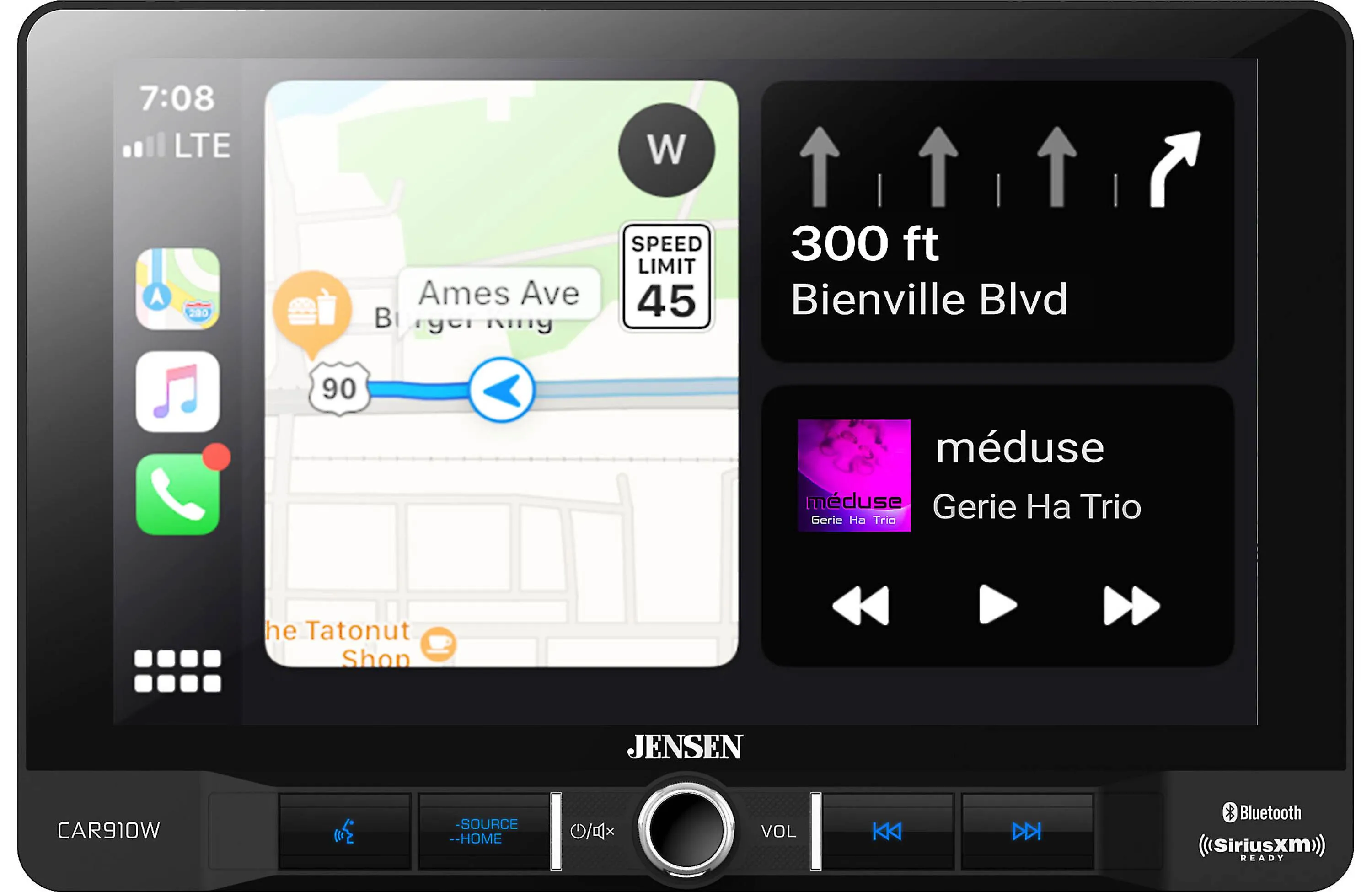 Jensen CAR910W 1-Din Multi-Media Receiver w/ Wireless Android Auto and Apple CarPlay