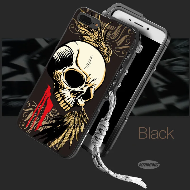 KANENG Mechanical Arm Trigger Aluminum Metal Bumper Skull PC Back Case Cover