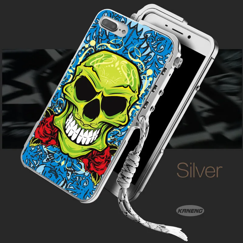 KANENG Mechanical Arm Trigger Aluminum Metal Bumper Skull PC Back Case Cover