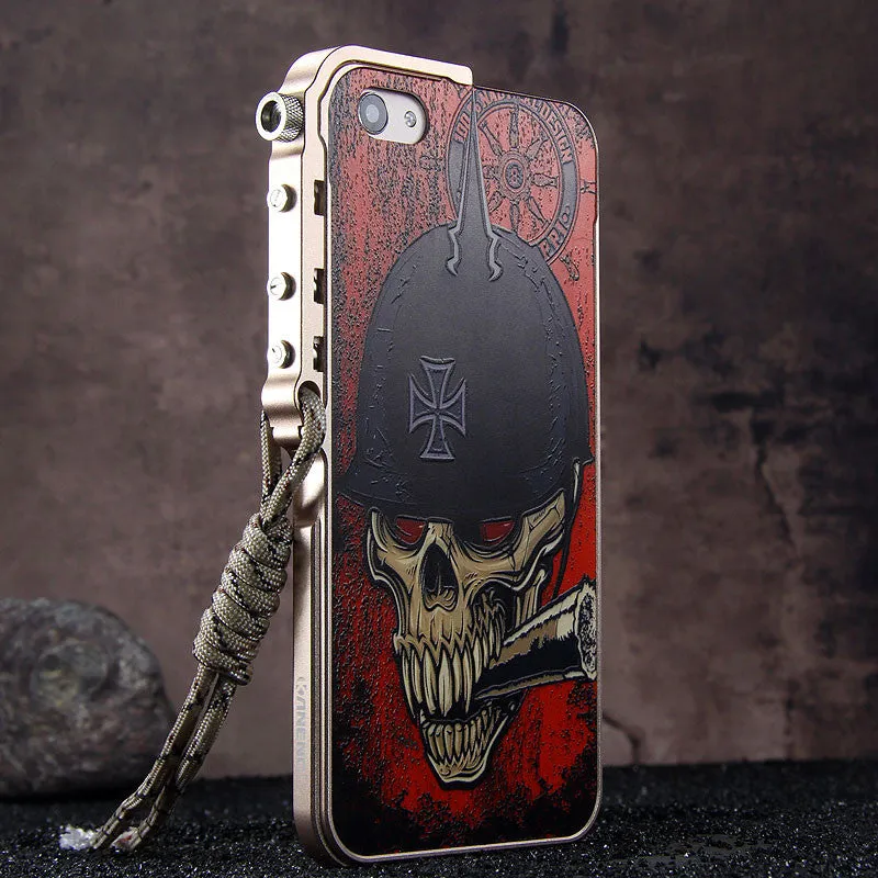 KANENG Mechanical Arm Trigger Aluminum Metal Bumper Skull PC Back Case Cover