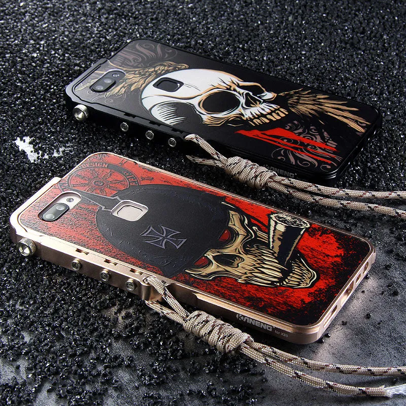 KANENG Mechanical Arm Trigger Aluminum Metal Bumper Skull PC Back Case Cover