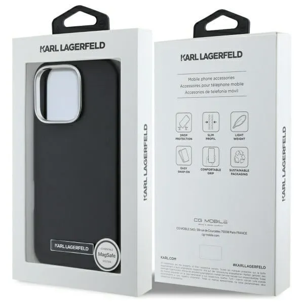 Karl Lagerfeld FW Metal Plate Case with MagSafe for iPhone 16 Pro 6.3" Black - KLHMP16LPGMSRPK