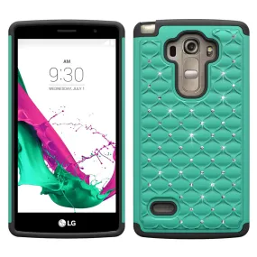 LG G4 Rhinestone Case , Slim Hybrid Dual Layer[Shock Resistant] Crystal Rhinestone Studded Case Cover - Teal/Black