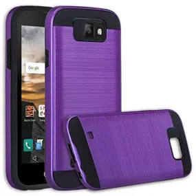 LG K3 Case, Slim Hybrid Dual Layer[Shock Resistant] Case for LG K3 - Brush Purple