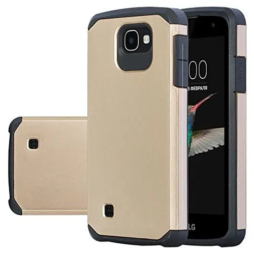 LG K3 Case, Slim Hybrid Dual Layer[Shock Resistant] Case for LG K3 - Gold