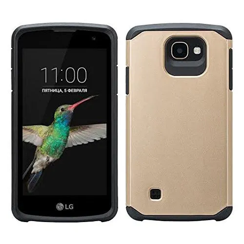 LG K3 Case, Slim Hybrid Dual Layer[Shock Resistant] Case for LG K3 - Gold