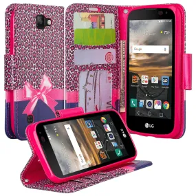 LG K3 Case,  Wrist Strap Pu Leather Magnetic Flip Fold[Kickstand] Wallet Case with ID & Card Slots for LG K3 - Cheetah Prints