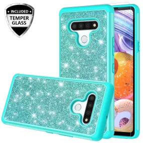 LG Stylo 6 Case, Glitter Bling Heavy Duty Shock Proof Hybrid Case with [HD Screen Protector] Dual Layer Protective Phone Case Cover for LG Stylo 6 - Teal