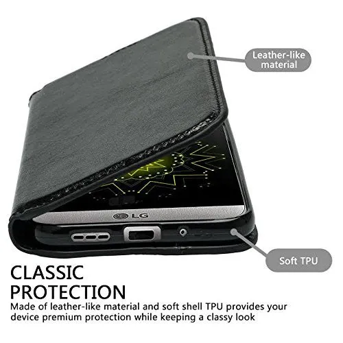 LG Tribute HD | X Style | Volt 3 Case, Pu Leather Magnetic Flip Fold[Kickstand] Wallet Case with ID & Card Slots - Black