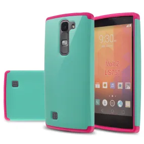 LG Volt2 Case,  LG LS751 Case , SlimHybrid Dual Layer Armor[Impact/Shock Resistant] Case for LG Volt2 - Teal/Hot Pink