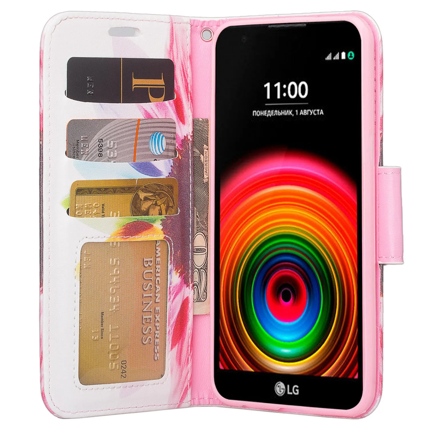 LG X Power Case, Wrist Strap Magnetic Fold[Kickstand] Pu Leather Wallet Case with ID & Credit Card Slots for LG X Power - Vivid Sunflower