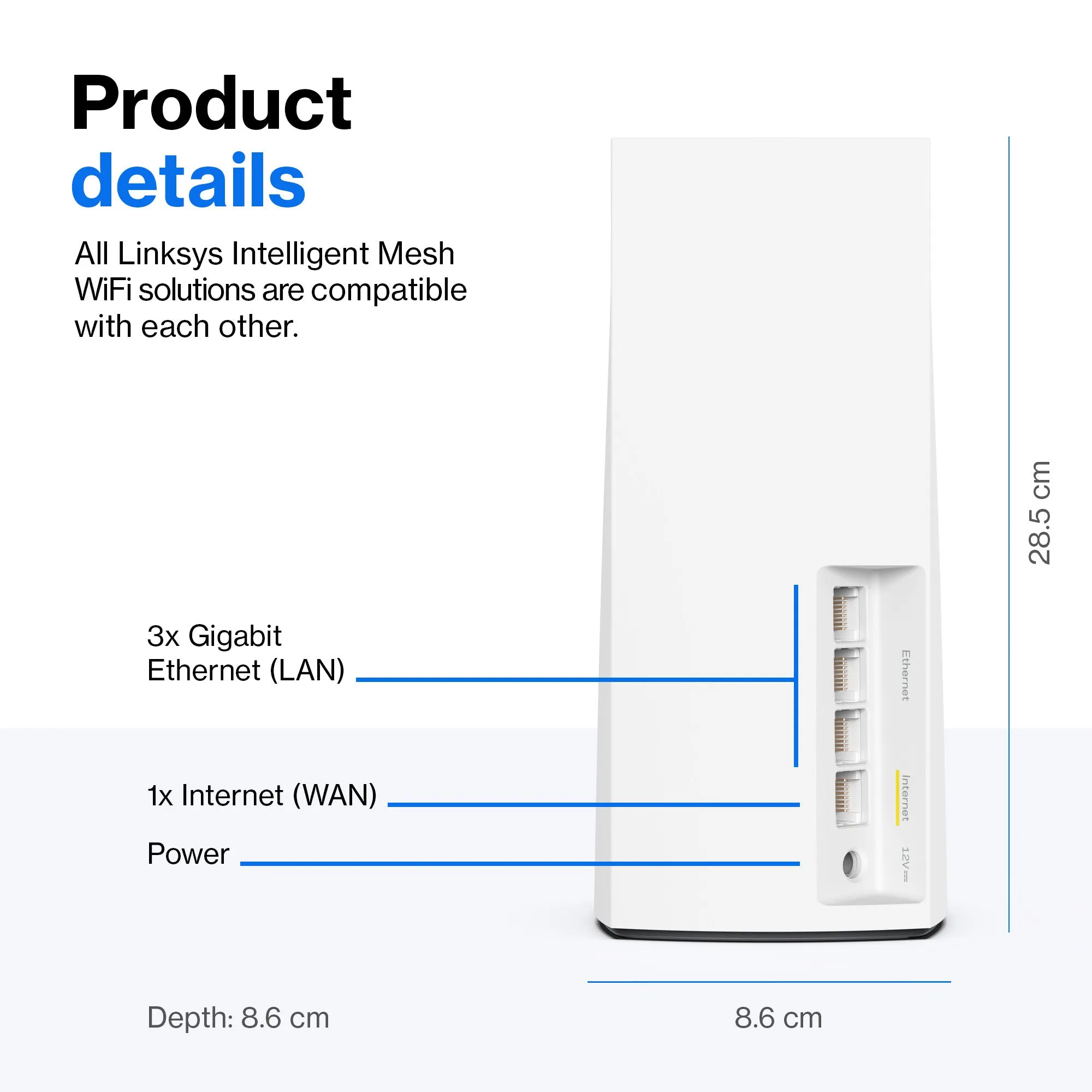 Linksys AX5400 Whole Home Mesh WiFi 6 Dual‑Band System, 1-pack