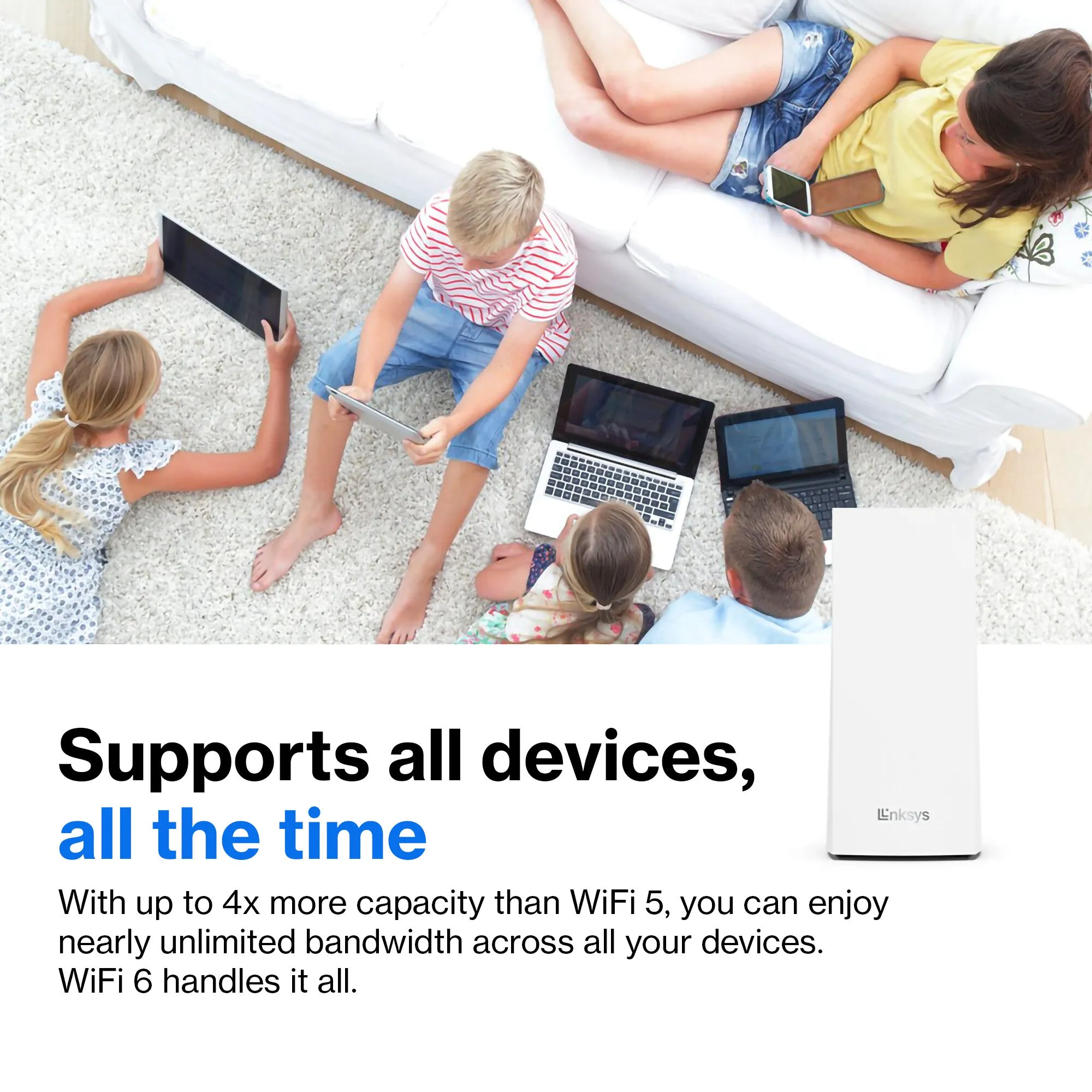 Linksys AX5400 Whole Home Mesh WiFi 6 Dual‑Band System, 1-pack