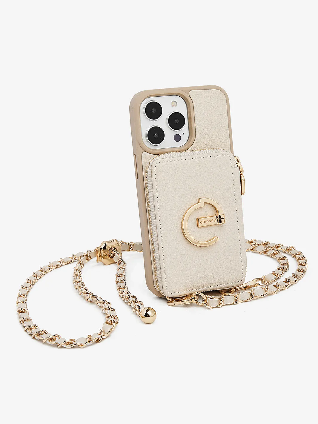 LuxeCharm- Lychee Phone Case with Adjustable Chain Strap