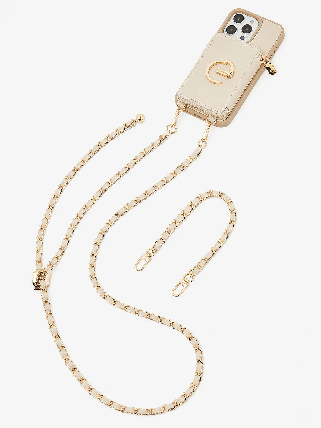 LuxeCharm- Lychee Phone Case with Adjustable Chain Strap