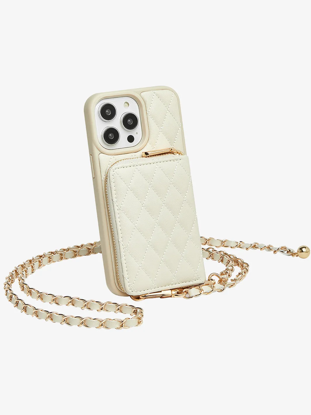 LuxeCharm- Lychee Phone Case with Adjustable Chain Strap