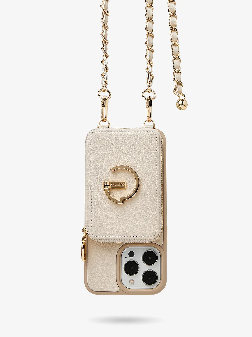 LuxeCharm- Lychee Phone Case with Adjustable Chain Strap