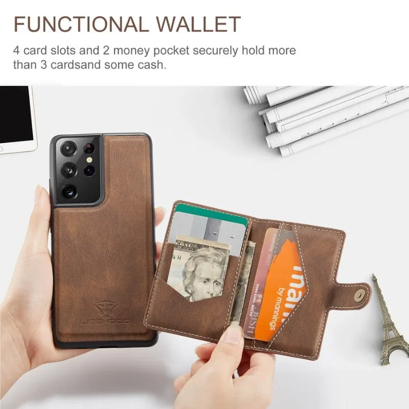 Magnetic Leather Phone Case With Wallet Flip Card Slot For Samsung