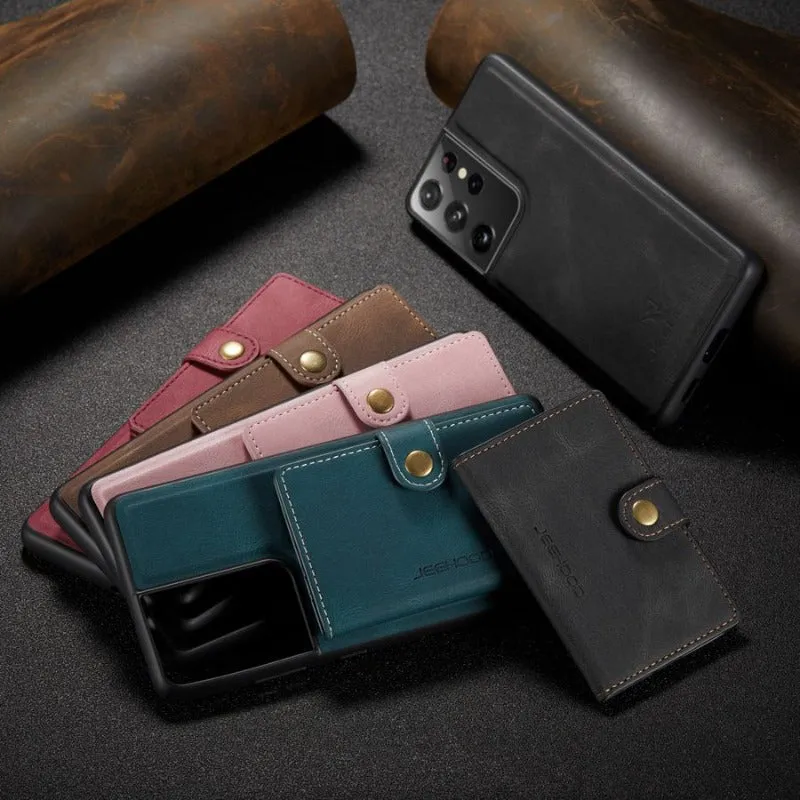 Magnetic Leather Phone Case With Wallet Flip Card Slot For Samsung